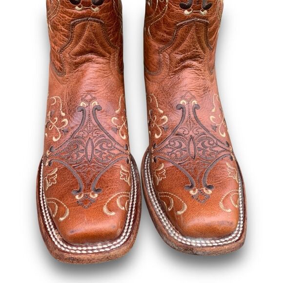 Circle G Cognac Embroidered Cowgirl Leather Cowboy Boots Women’s size 7.5 - Picture 8 of 16
